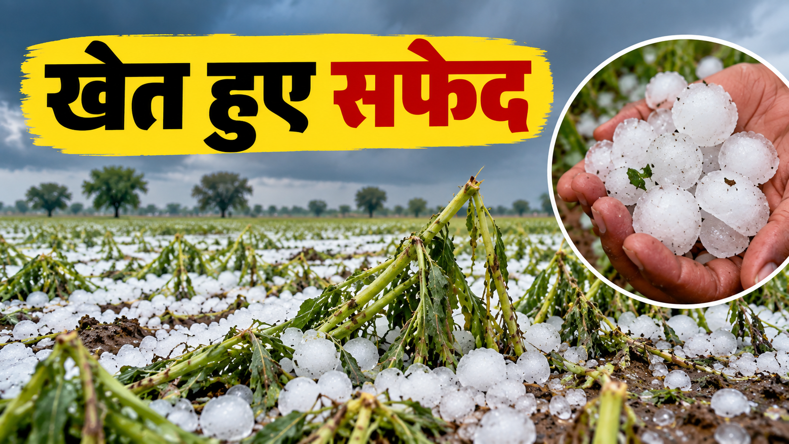 नागौर में बारिश और ओलावृष्टि से फसलों को नुकसान, खेतों में बिछी ओलों की सफेद चादर Nagaur Mein Barish Aur Olavrishti Se Fasalon Ko Nuksan