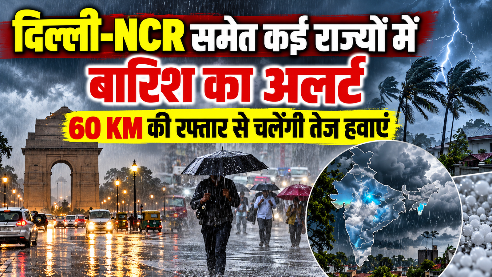 Weather Update Today: दिल्ली-NCR समेत कई राज्यों में बारिश का अलर्ट, 60 KM की रफ्तार से चलेंगी हवाएं