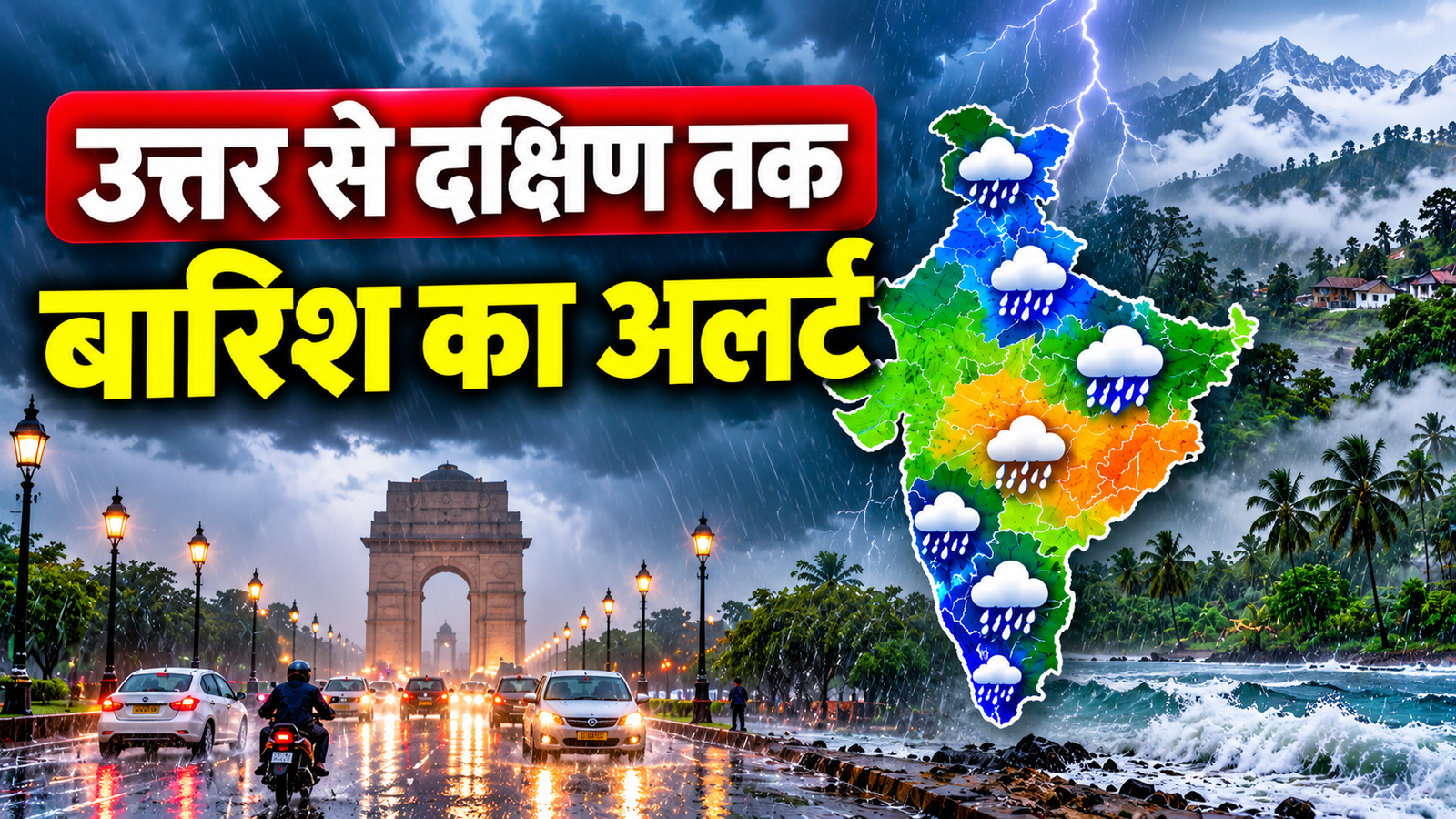 Weather Update Today: उत्तर से दक्षिण तक कई राज्यों में बारिश का अलर्ट, जानें राजस्थान, दिल्ली-UP और बिहार का मौसम
