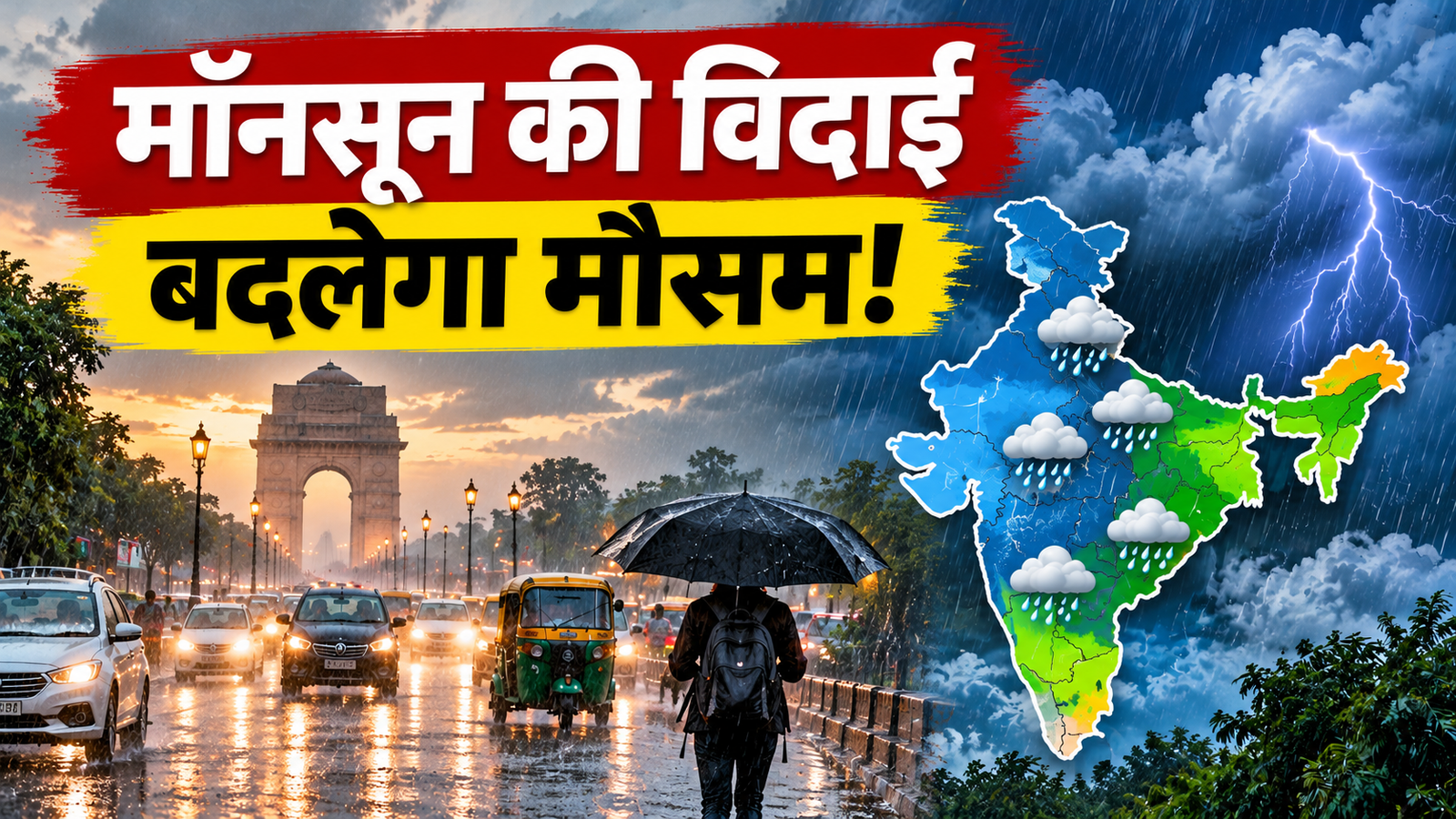 Weather Update Today: मॉनसून की विदाई के बीच बदलेगा मौसम, दिल्ली-NCR में बारिश से जलभराव, 17 अक्टूबर तक जानें मौसम का हाल