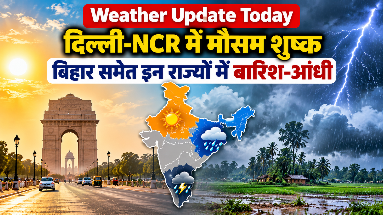 Weather Update Today: दिल्ली-NCR में बढ़ेगा तापमान, बिहार समेत इन राज्यों में बारिश-आंधी का अलर्ट