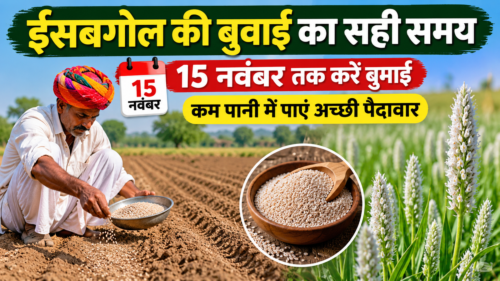 15 नवंबर तक करें ईसबगोल की बुवाई, कम पानी में पाएं अच्छी पैदावार Isabgol Ki Buwai Ka Sahi Samay