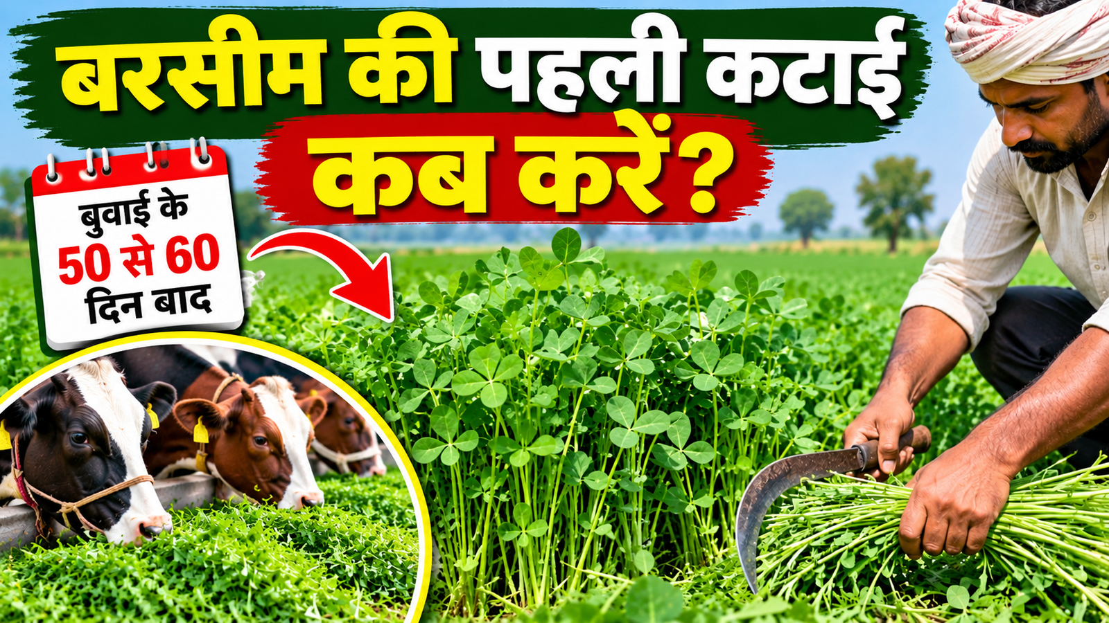 बरसीम की पहली कटाई कब करें, जानिए बरसीम की पहली कटाई का सही समय Barsim Ki Pehli Katai Kab Karein?