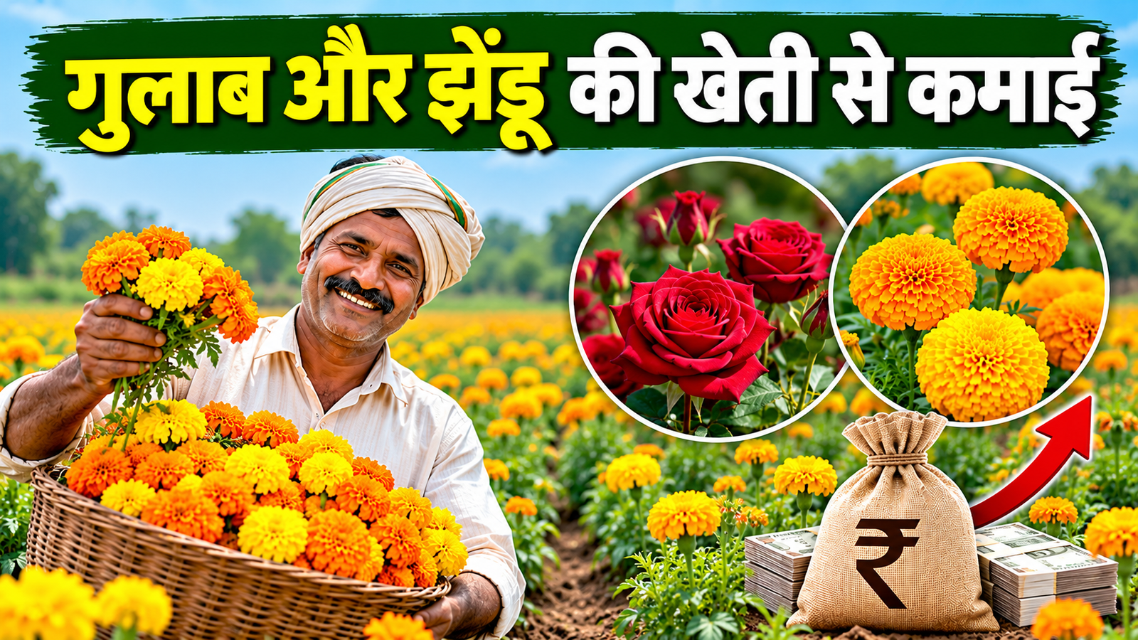 गुलाब और झेंडू की खेती से किसान त्योहारों में फूलों की बढ़ी मांग से  कमा सकते हैं लाखों रुपये Gulab Aur Jhendoo Ki Kheti Se Kamai