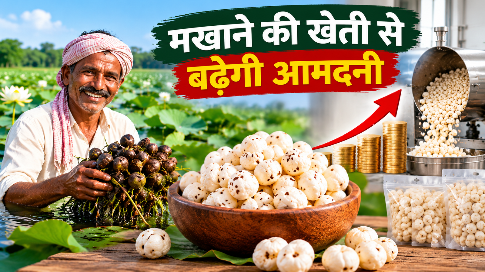 मखाने की खेती से आय कैसे बढ़ाएं? प्रोसेसिंग से 25% तक बढ़ सकती है कमाई Makhane Ki Kheti Se Aay Kaise Badhaye?