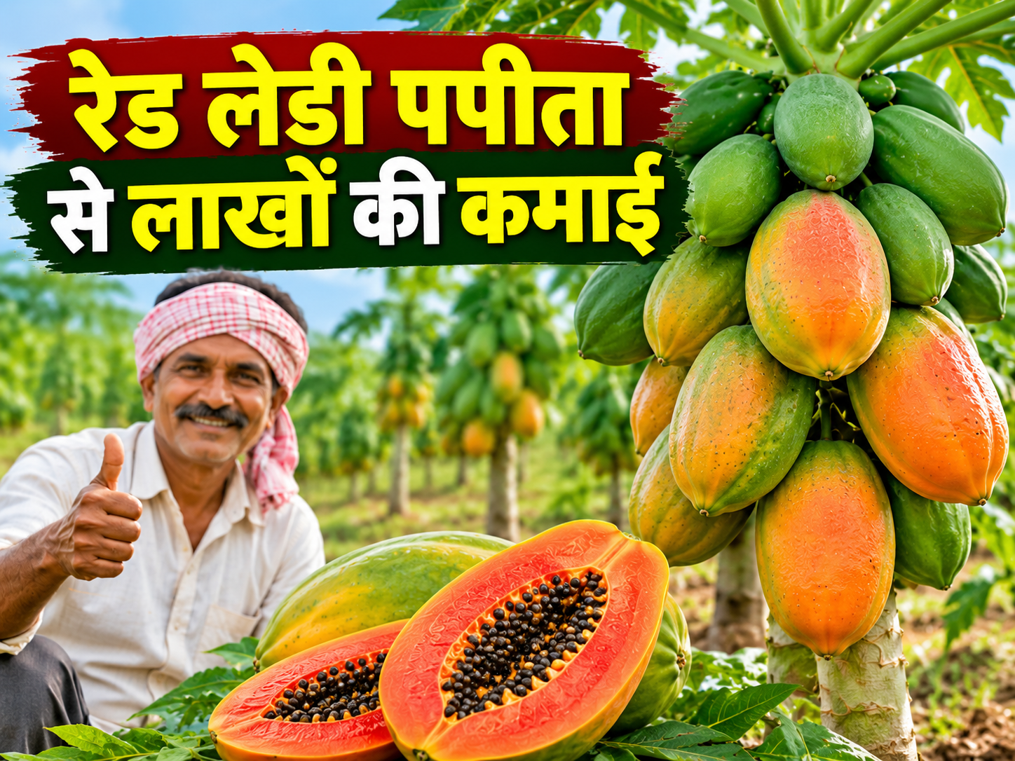 रेड लेडी पपीते की उन्नत किस्म की खेत्ती, एक पौधे से मिल सकते हैं 50 किलो तक फल  Red Lady Papita Ki Kheti Se Lakho Ki Kamai