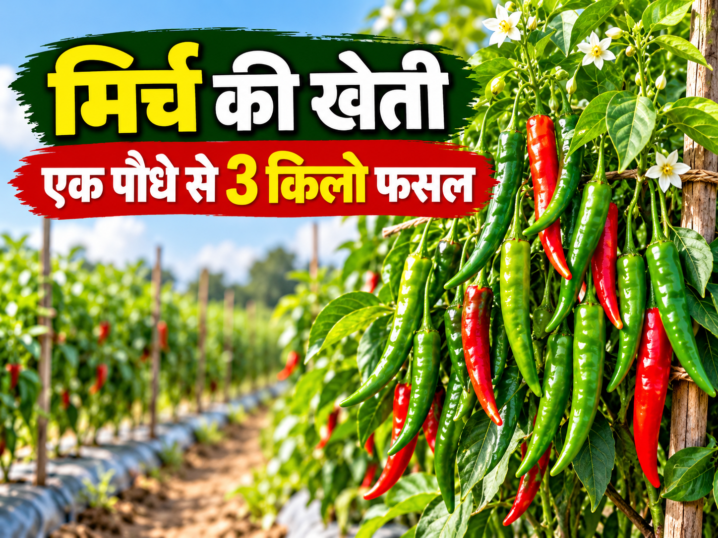 Mirch Ki Kheti: मिर्च की खेती, एक पौधे से 3 किलो तक फसल, झुमकों में आएंगे फल