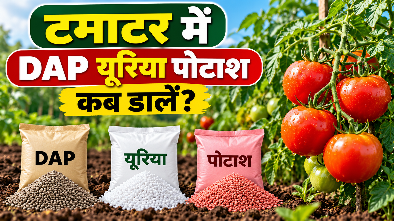 टमाटर की अच्छी पैदावार के लिए जानें खाद डालने का सही समय Tomato Mein DAP Urea Potash Kab Dalen?