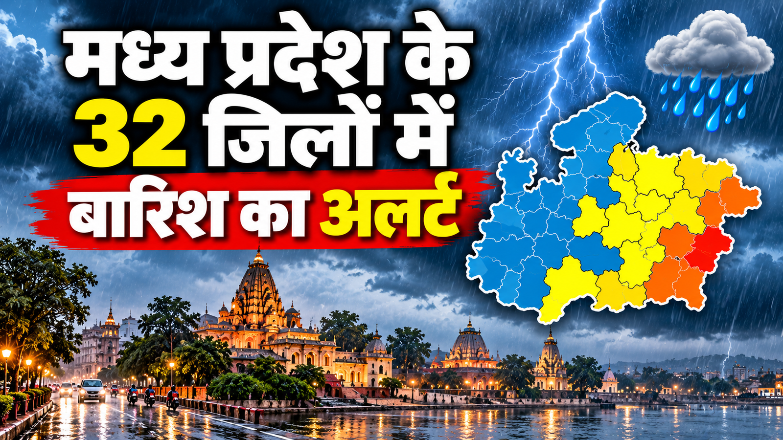 MP Weather Today: मध्य प्रदेश के 32 जिलों में बारिश का अलर्ट, इन 6 जिलों में भारी बारिश की संभावना