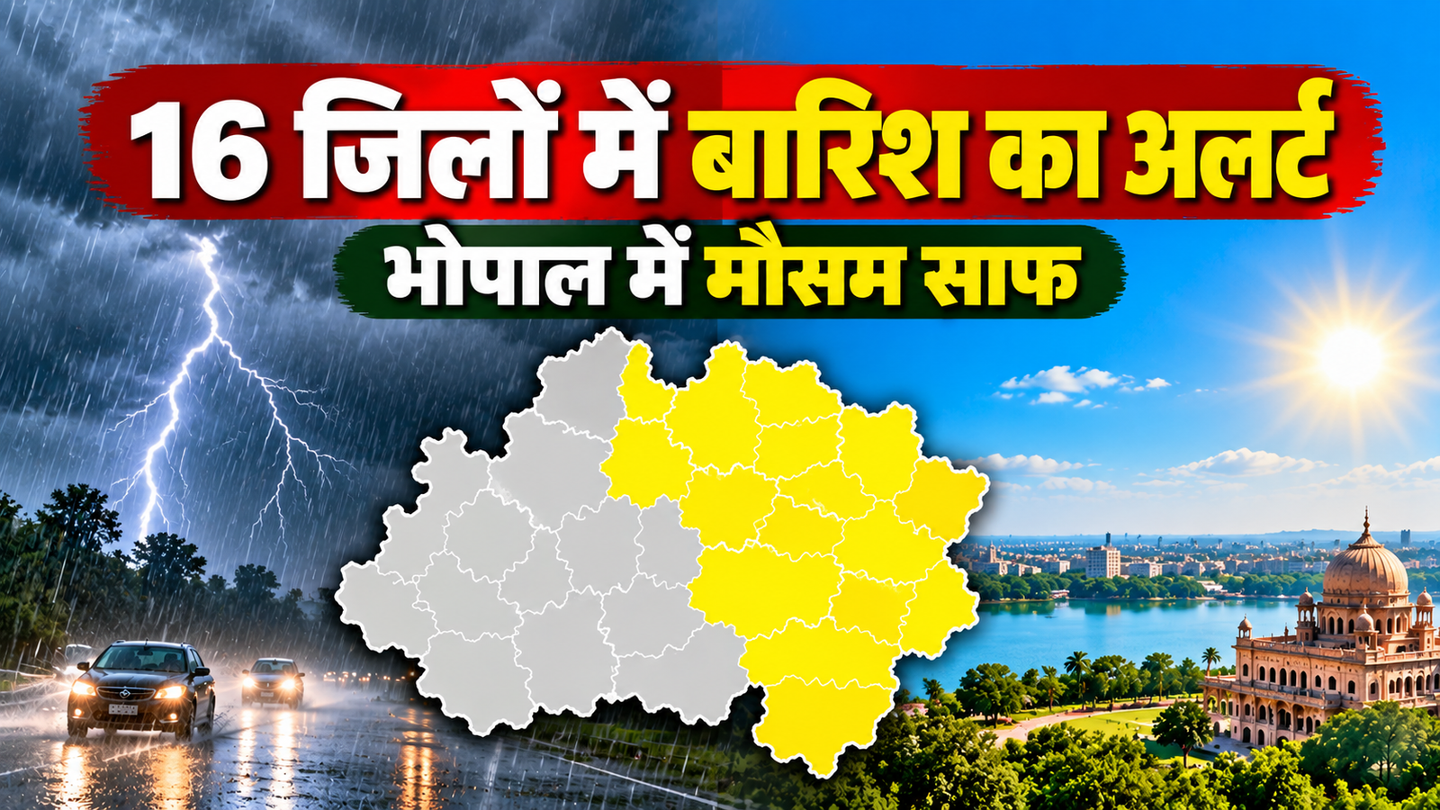 MP Weather Today: मध्य प्रदेश के 16 जिलों में बारिश का अलर्ट, भोपाल में मौसम रहेगा साफ