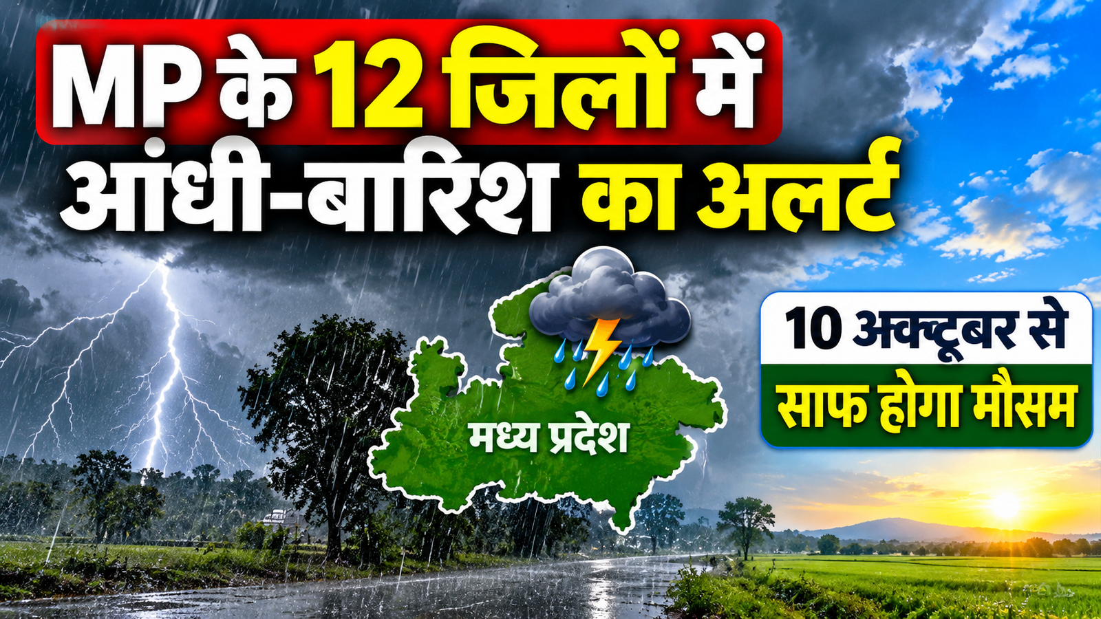 MP Weather Today: पूर्वी मध्य प्रदेश में बारिश और आंधी का अलर्ट, 10 अक्टूबर से साफ होगा मौसम