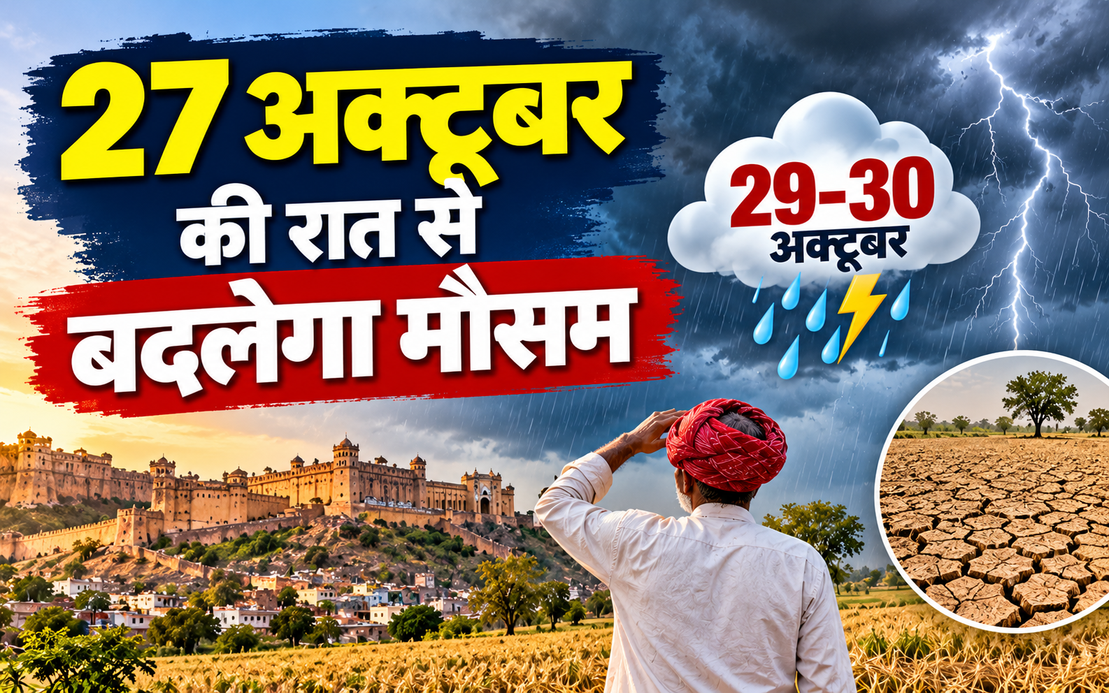 Rajasthan Weather Today: 27 अक्टूबर की रात से बदलेगा मौसम, 29-30 अक्टूबर को बारिश और आंधी की संभावना