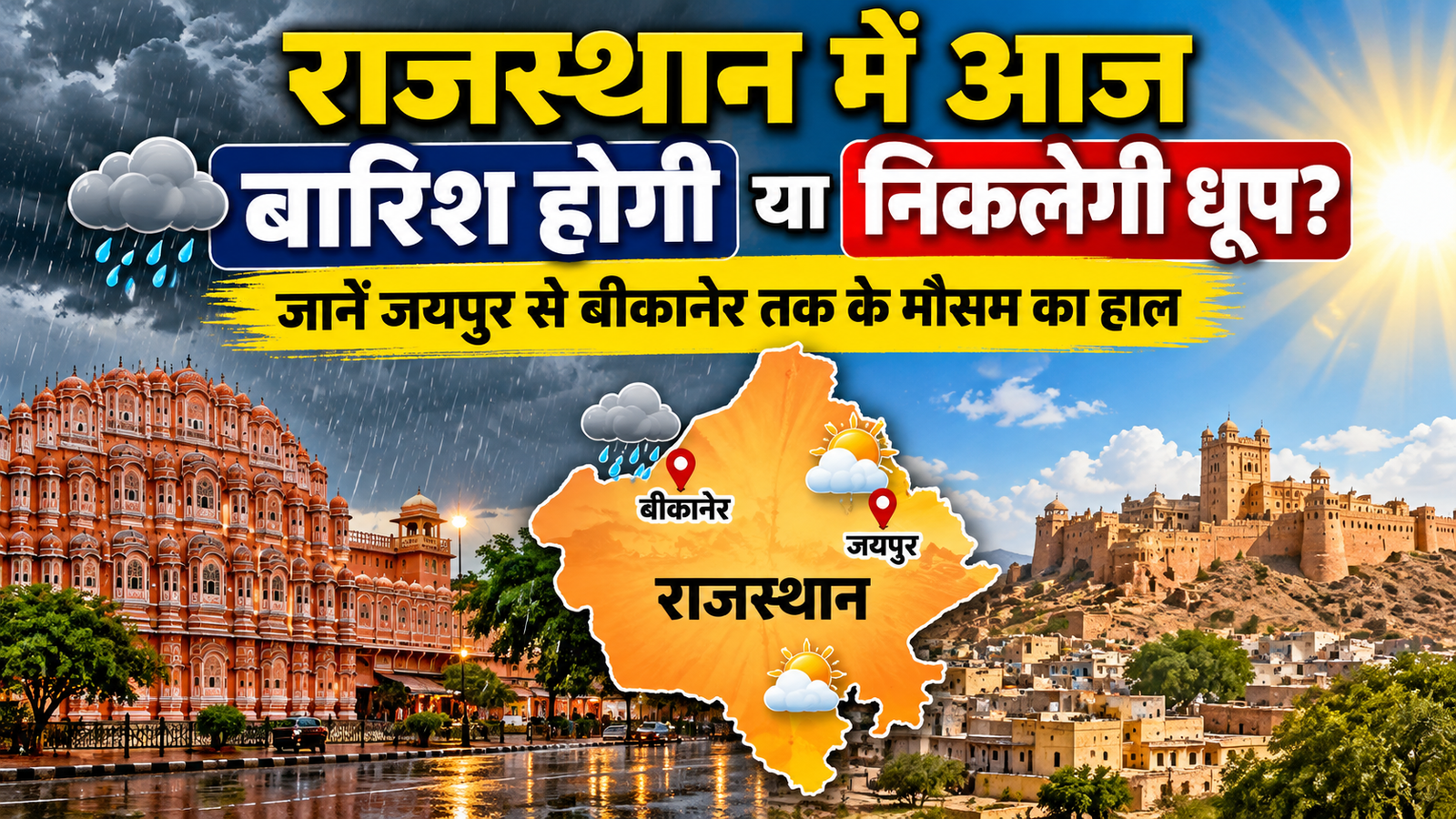 Rajasthan Weather Today: राजस्थान में आज बारिश होगी या निकलेगी धूप? जानें जयपुर से बीकानेर तक मौसम का हाल
