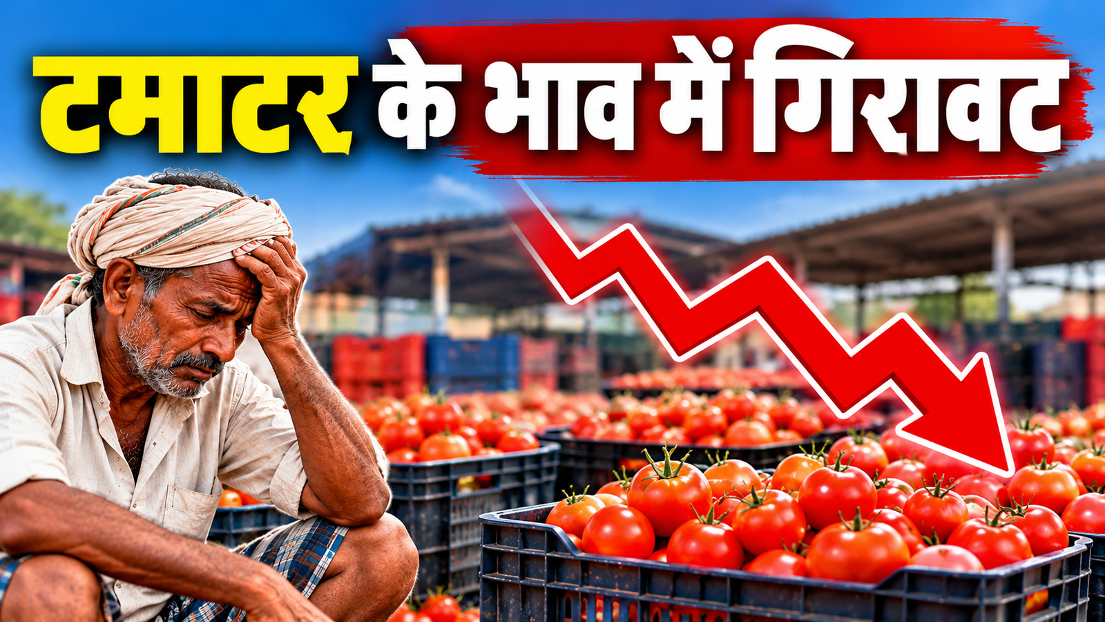 एक हफ्ते में 65% तक गिरे थोक भाव, 20 किलो की क्रेट सिर्फ ₹111 में बिकी Tamatar Ke Bhav Mein Girawat