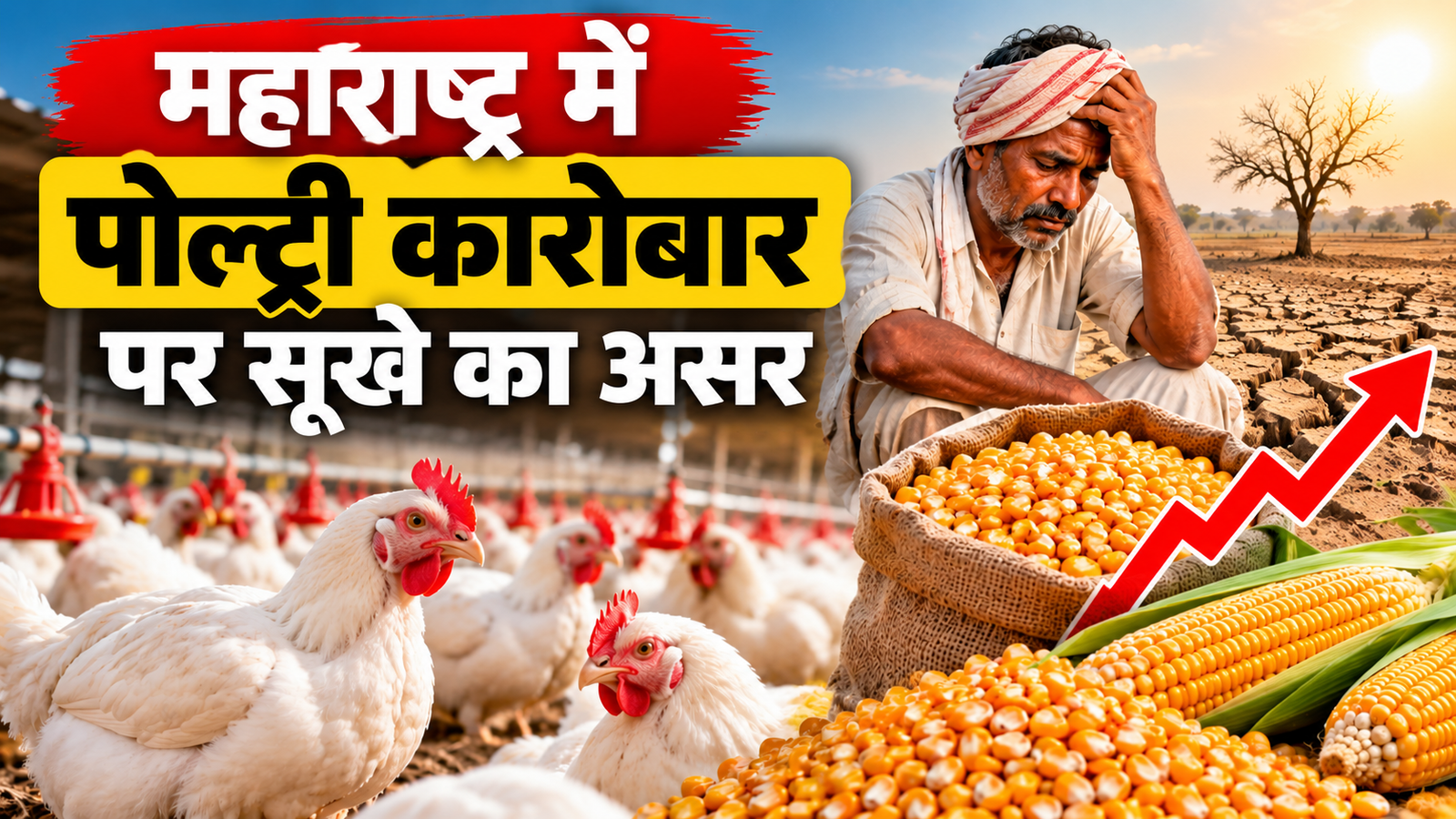महाराष्ट्र में पोल्ट्री कारोबार पर सूखे का असर, मक्का महंगा होने से बढ़ी लागत  Maharashtra Mein Poultry Karobar