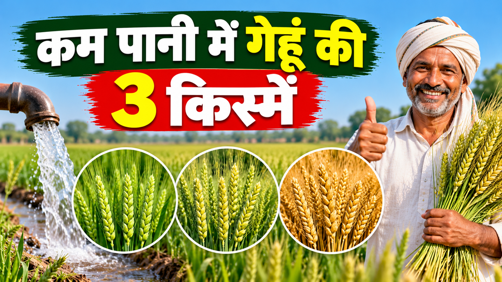 कम पानी में गेहूं की 3 किस्में, एक सिंचाई में 18 क्विंटल तक उत्पादन देने की क्षमता Kam Pani Mein Gehu Ki 3 Kismein
