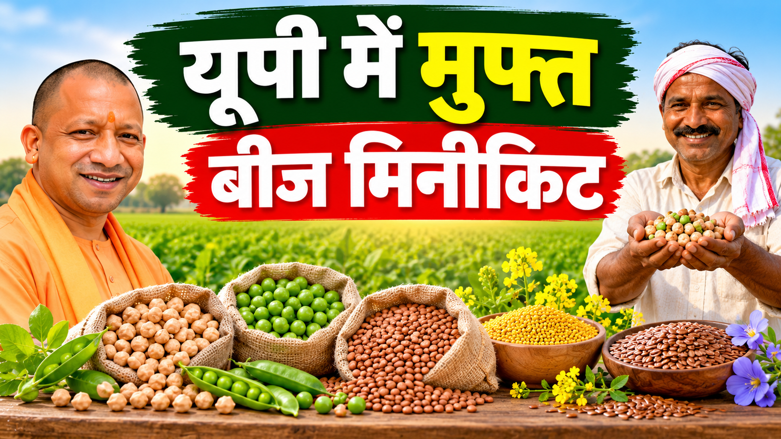 उत्तर प्रदेश में चना, मटर और मसूर के मुफ्त बीज, जानें आवेदन का तरीका UP Mein Muft Beej Minikit 2026-27