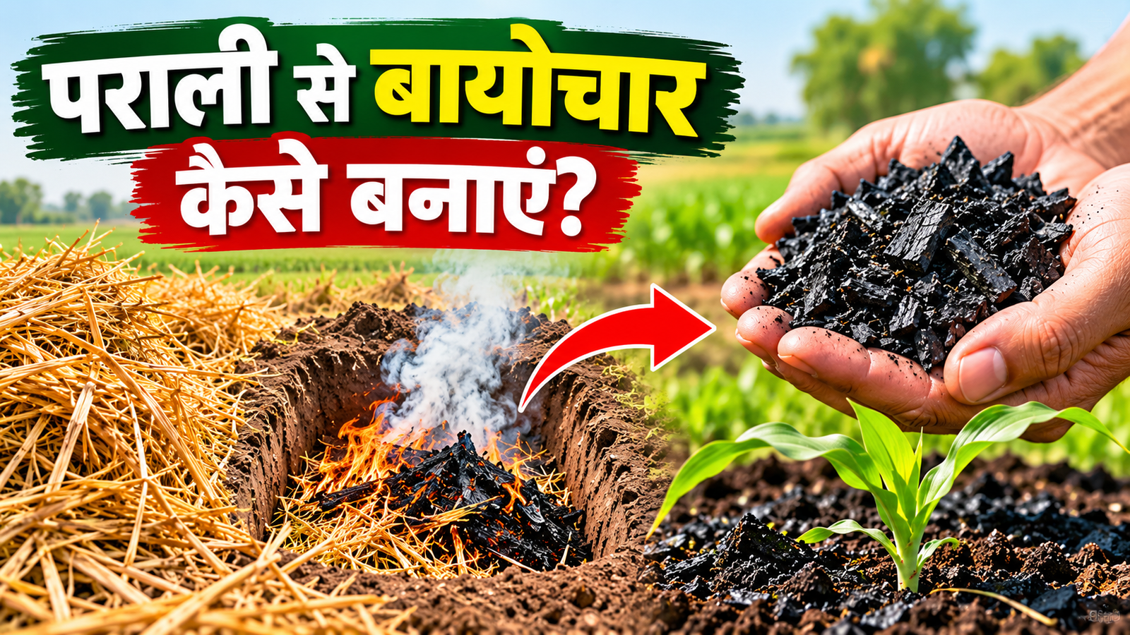 पराली से बायोचार कैसे बनाएं, पराली से जैविक कोयला बनाने की देसी तकनीक Parali Se Biochar Kaise Banaye